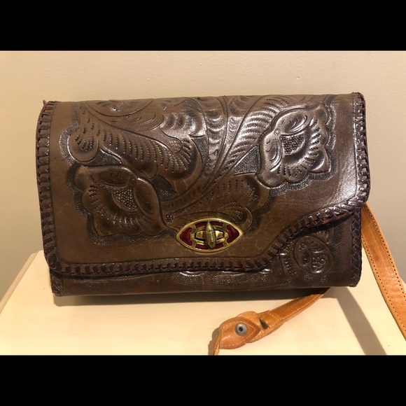 Vintage tooled leather bag - Picture 4 of 8